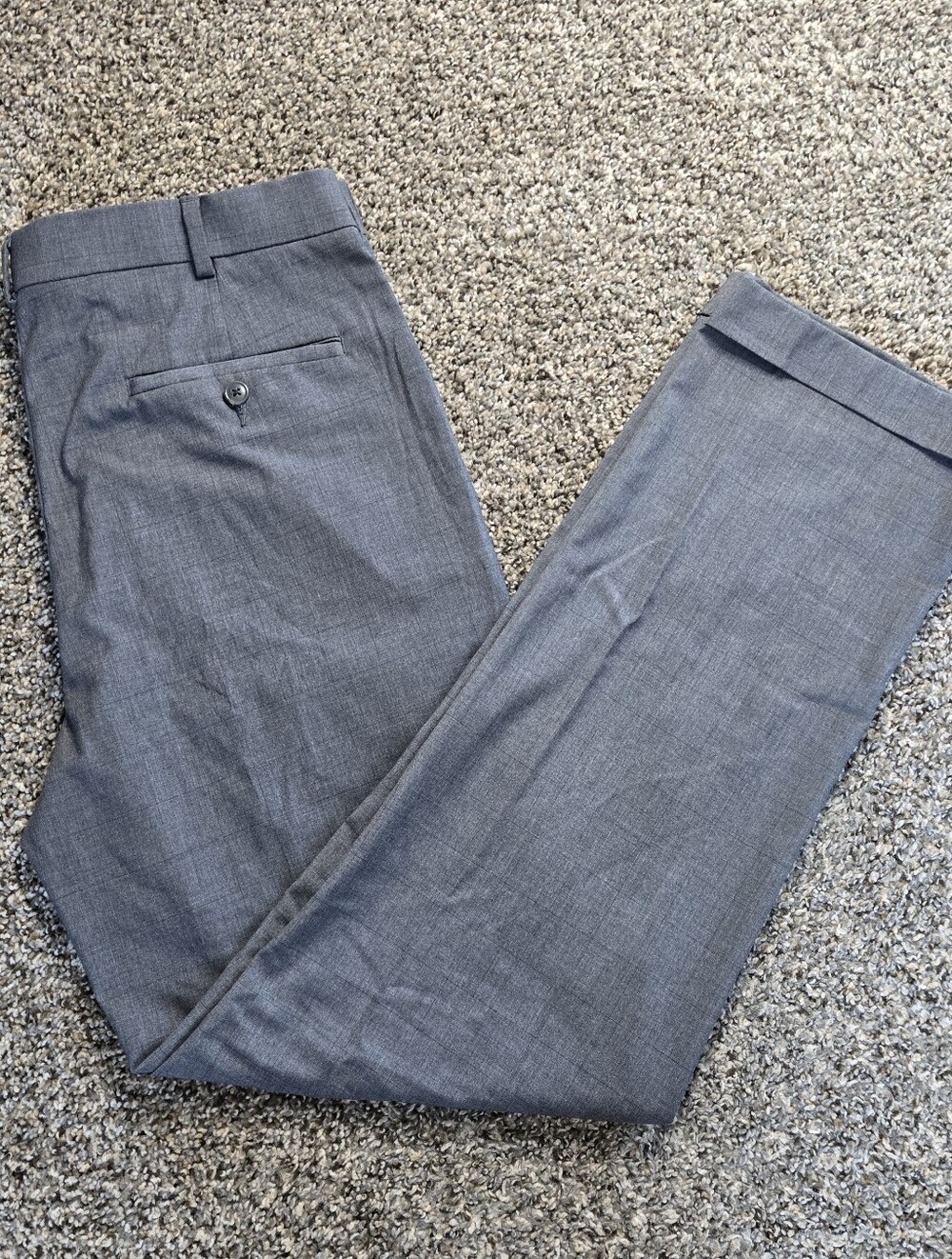 Roundtree & Yorke Travel Smart Mens Gray Pleated Cuffed Hem Pants 34x32